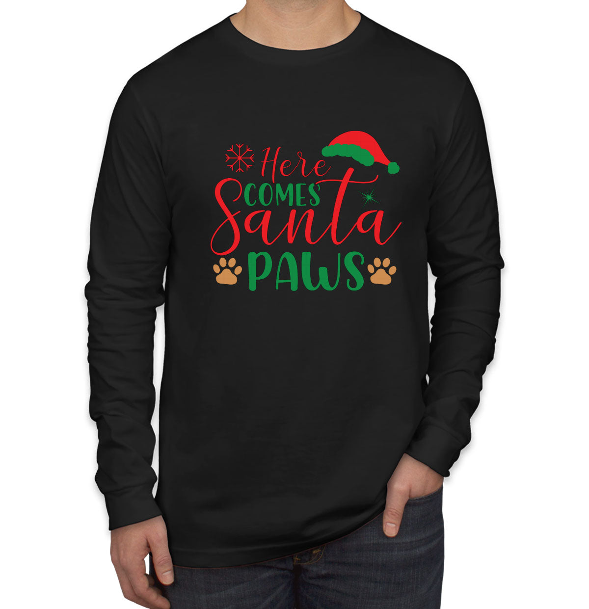 Hear Comes Santa Paws Christmas Men's Long Sleeve Shirt