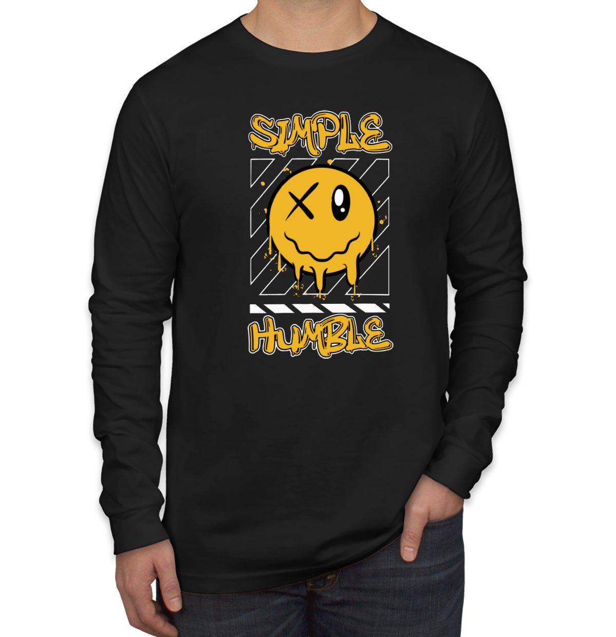 Simple Humble Emoji Face Men's Long Sleeve Shirt