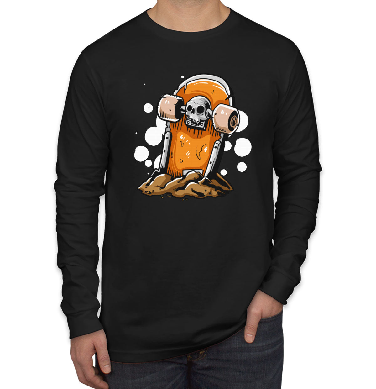 Skateboard Tombstone Men's Long Sleeve Shirt