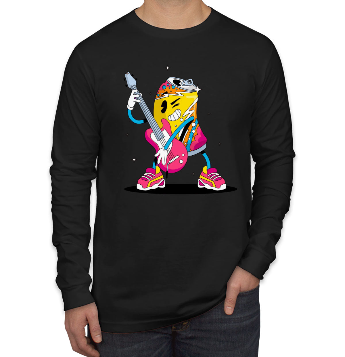 Soda Playing Guitar Men's Long Sleeve Shirt