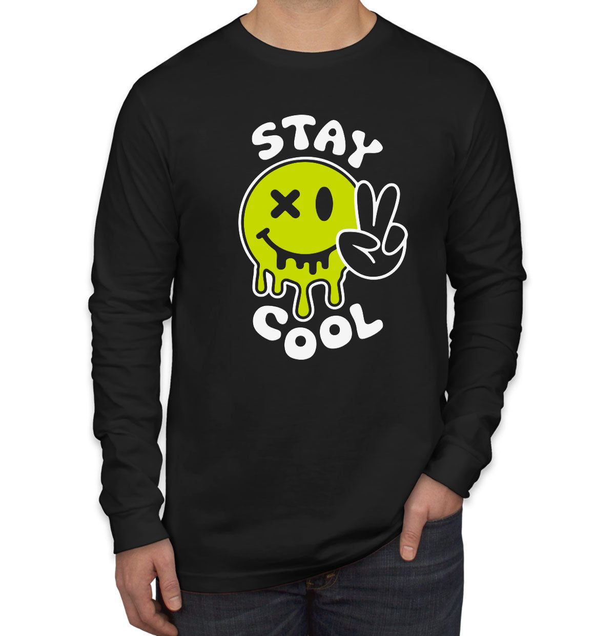 Stay Cool Emoji Face Men's Long Sleeve Shirt