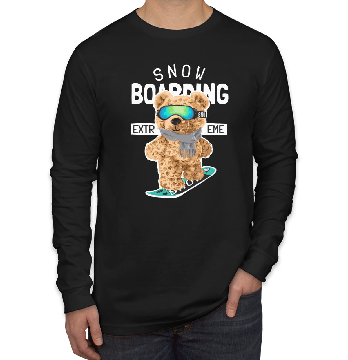 Teddy Bear Extreme Snowboarding Men's Long Sleeve Shirt