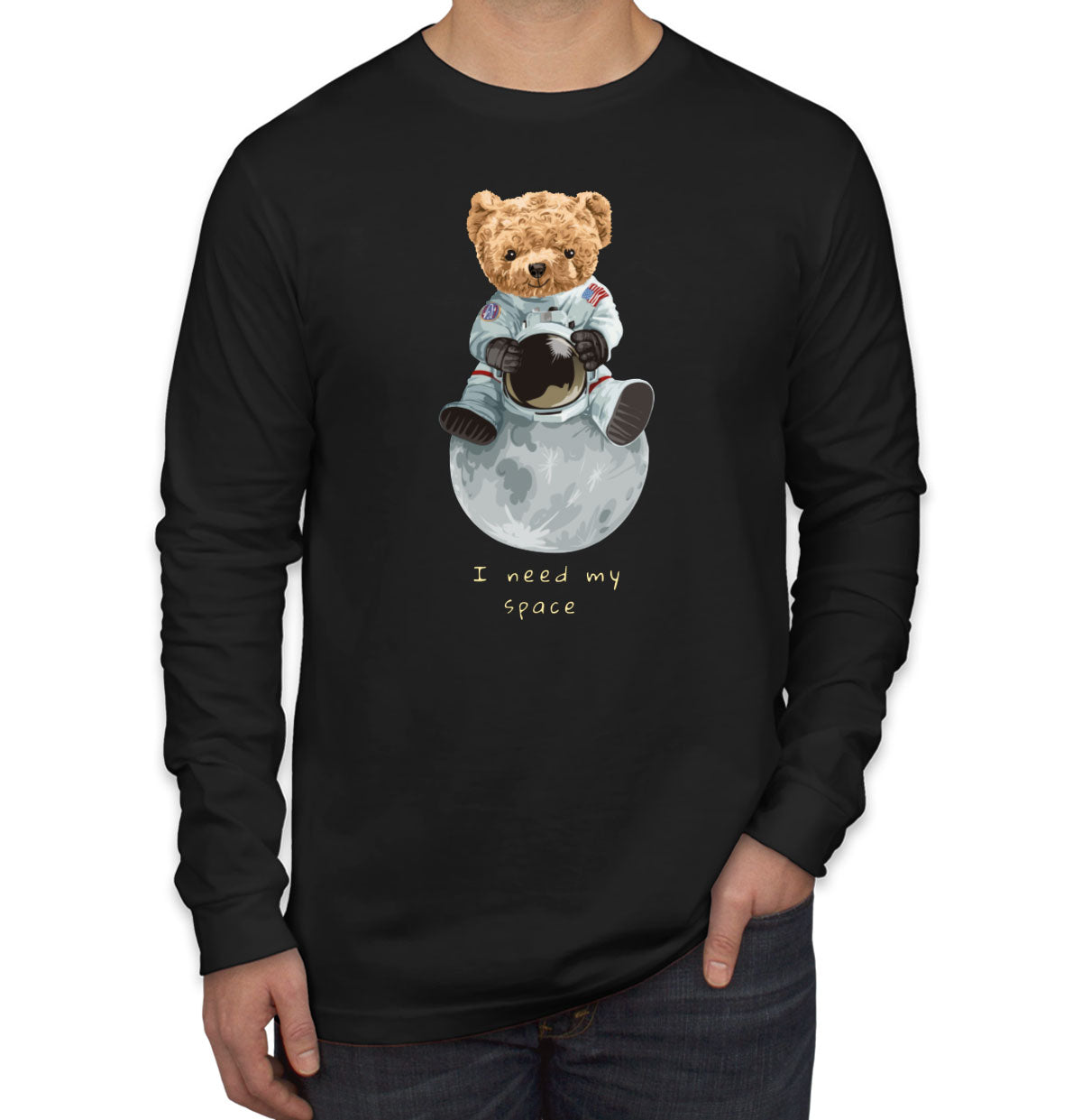 Teddy Bear Astronaut Men's Long Sleeve Shirt