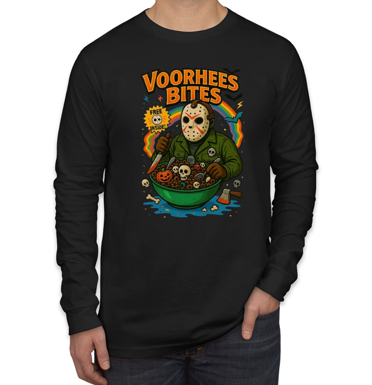 Voorhees Bites Halloween Men's Long Sleeve Shirt