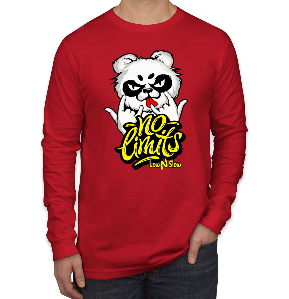 Cool Dude Panda No Limits Men's Long Sleeve Shirt