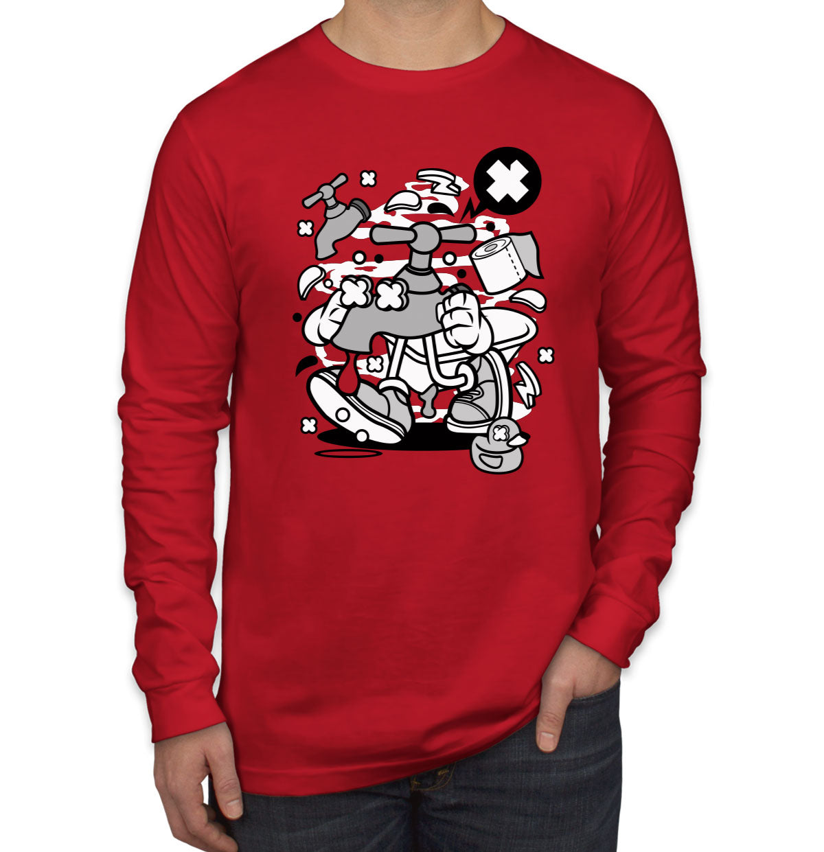 Faucet Cartoon Men's Long Sleeve Shirt