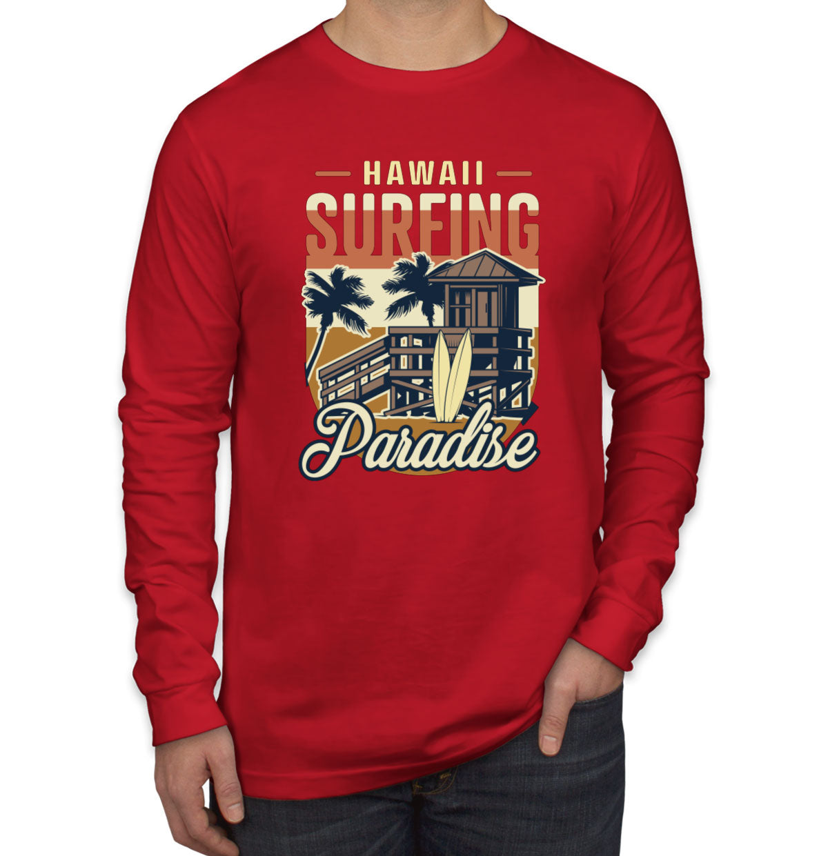 Hawaii Surfing Paradise Men's Long Sleeve Shirt