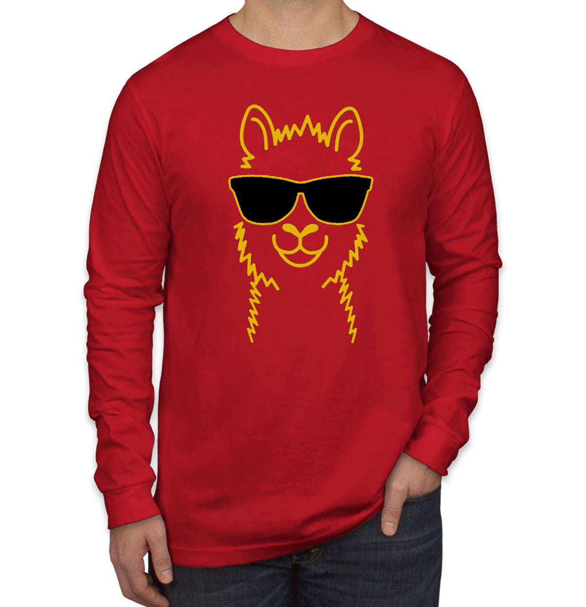 Llama With Sunglasses Men's Long Sleeve Shirt