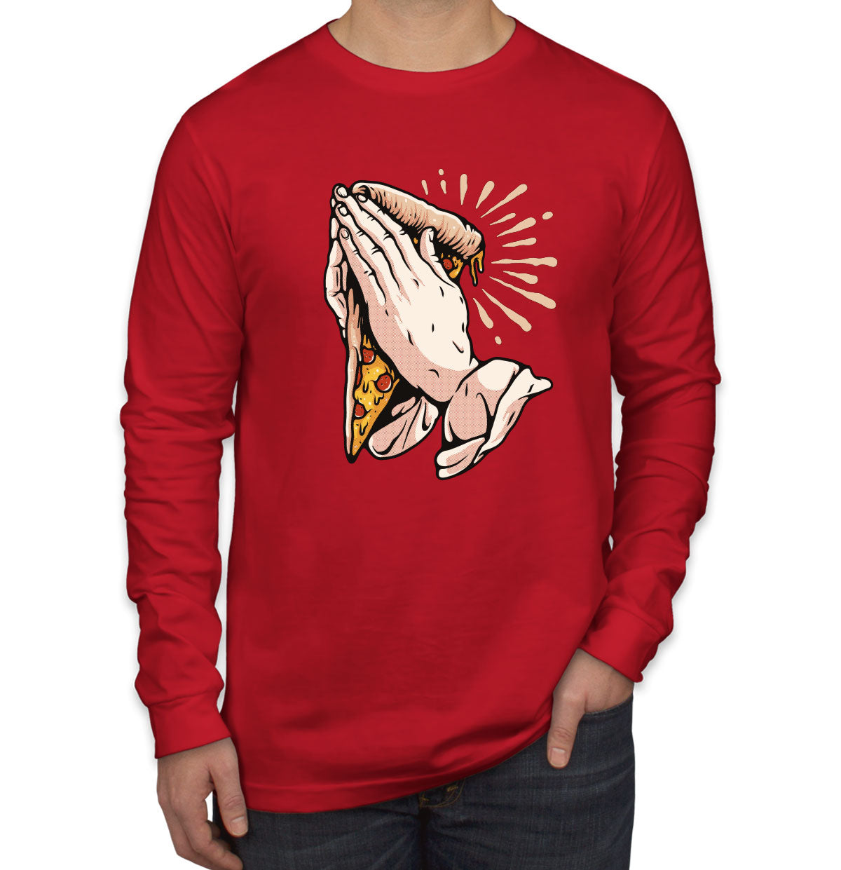 Pray For Pizza Men's Long Sleeve Shirt