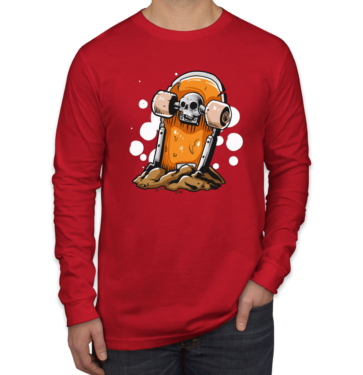 Skateboard Tombstone Men's Long Sleeve Shirt