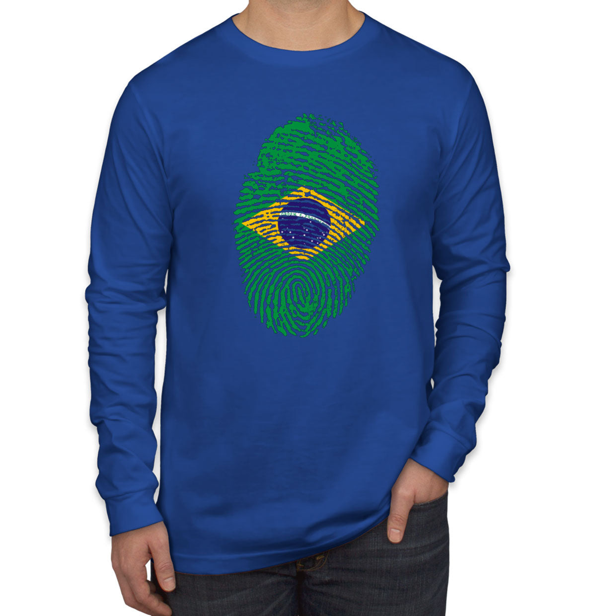 Brazil Fingerprint Men's Long Sleeve Shirt