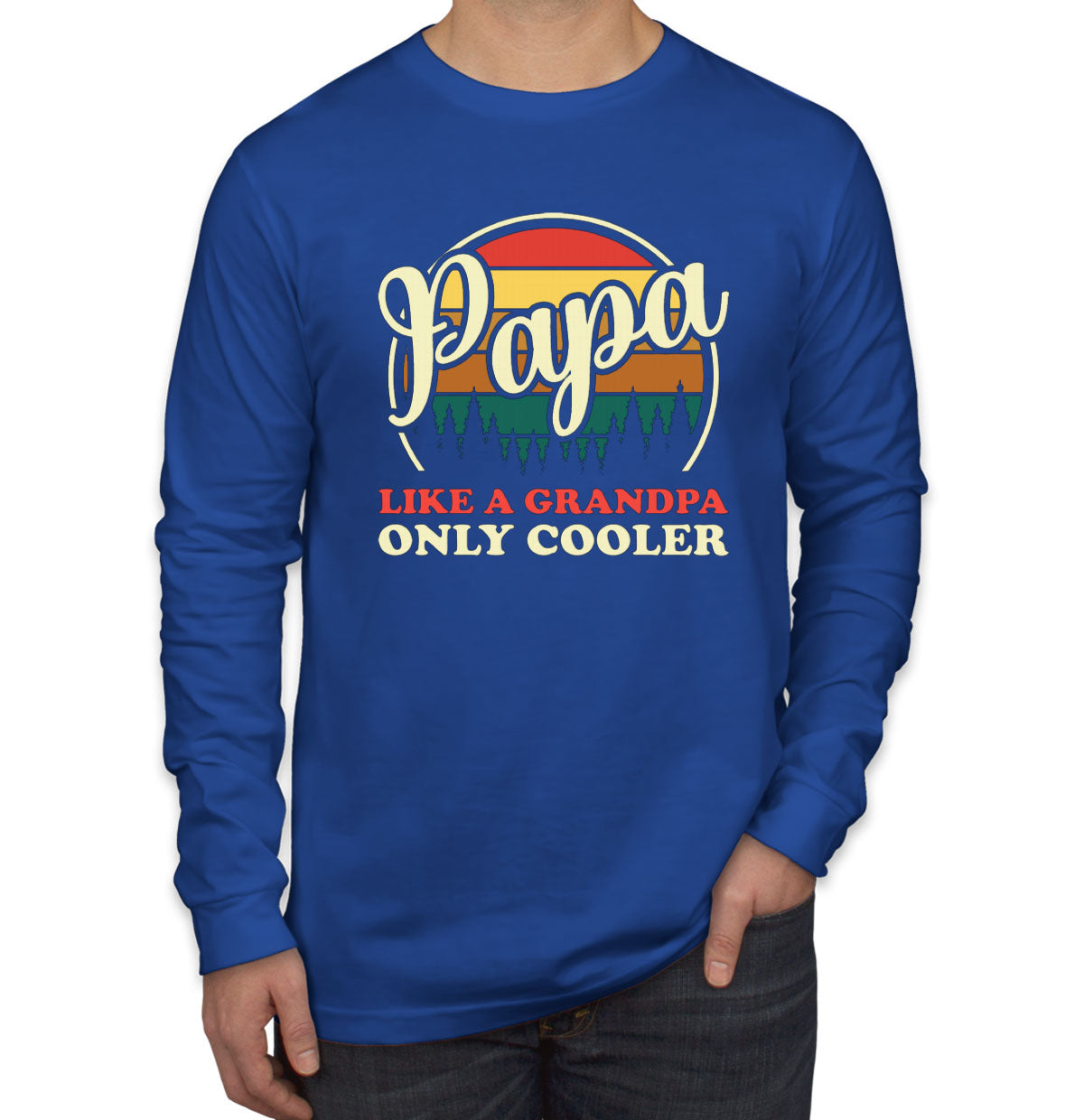 Papa Like A Grandpa Only Cooler Father's Day Men's Long Sleeve Shirt