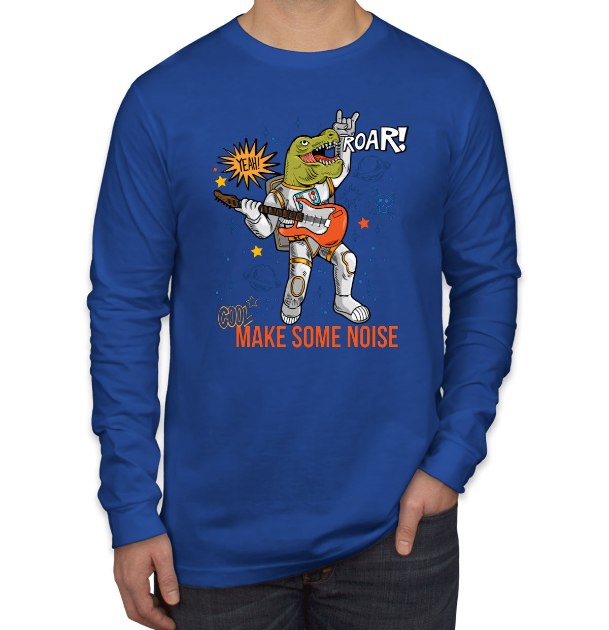 Dinosaur Rock'n Roll Dino Rock Men's Long Sleeve Shirt