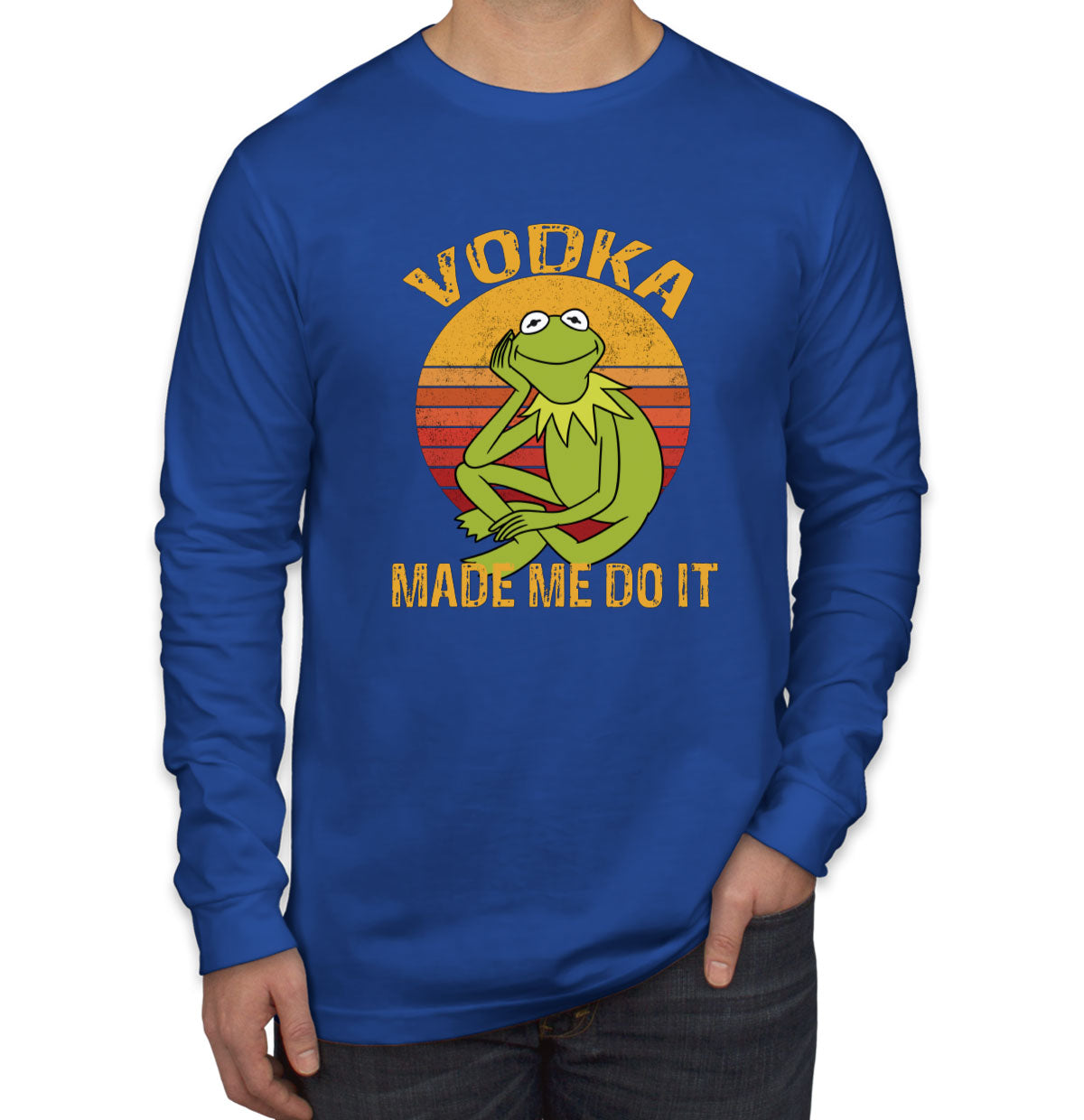 Vodka Made Me Do It Frog Meme Men's Long Sleeve Shirt