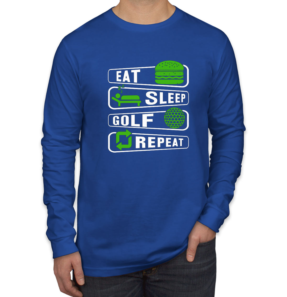 Eat Sleep Golf Repeat Men's Long Sleeve Shirt