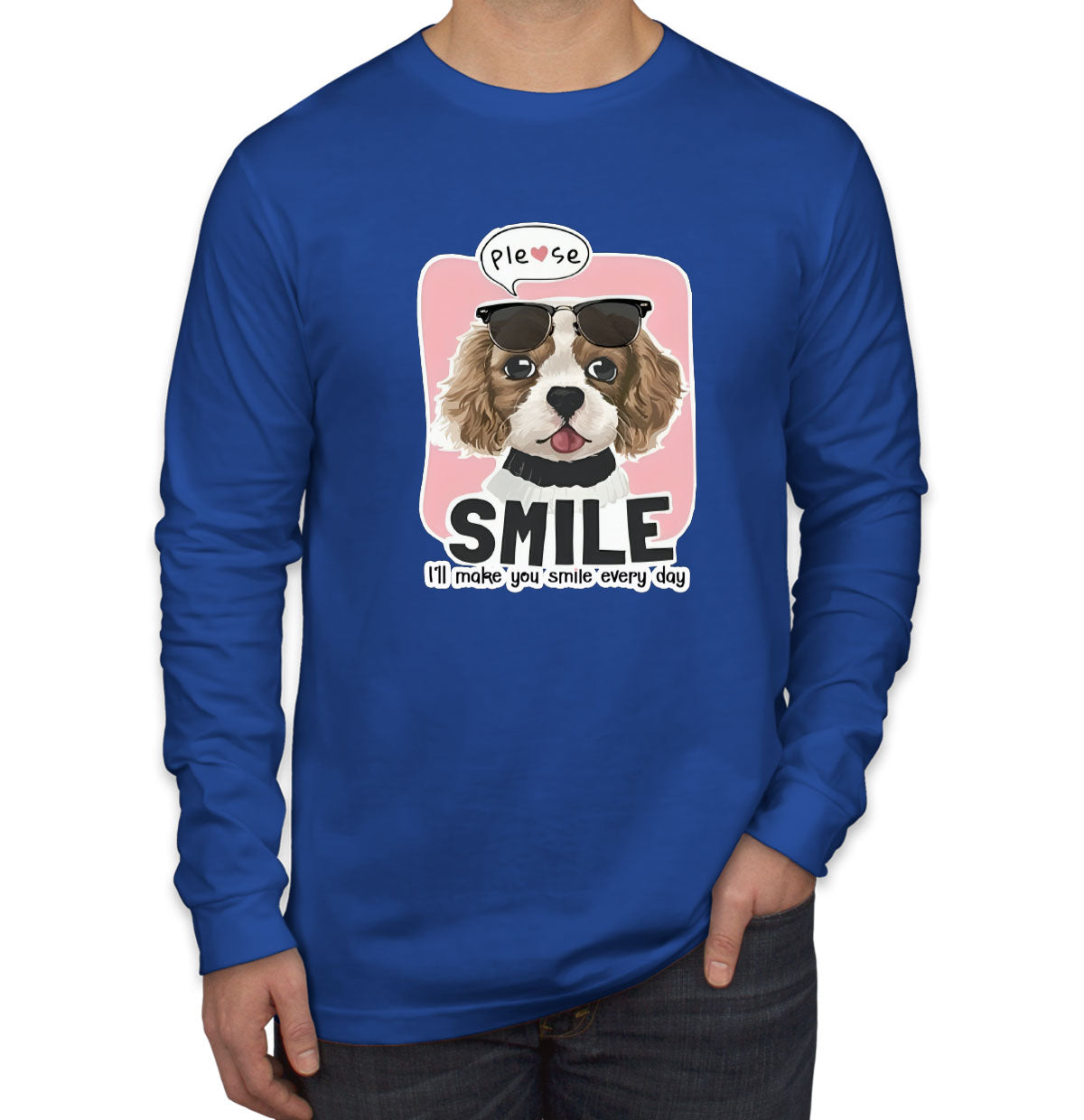 Please Smile Happy Dog Men's Long Sleeve Shirt