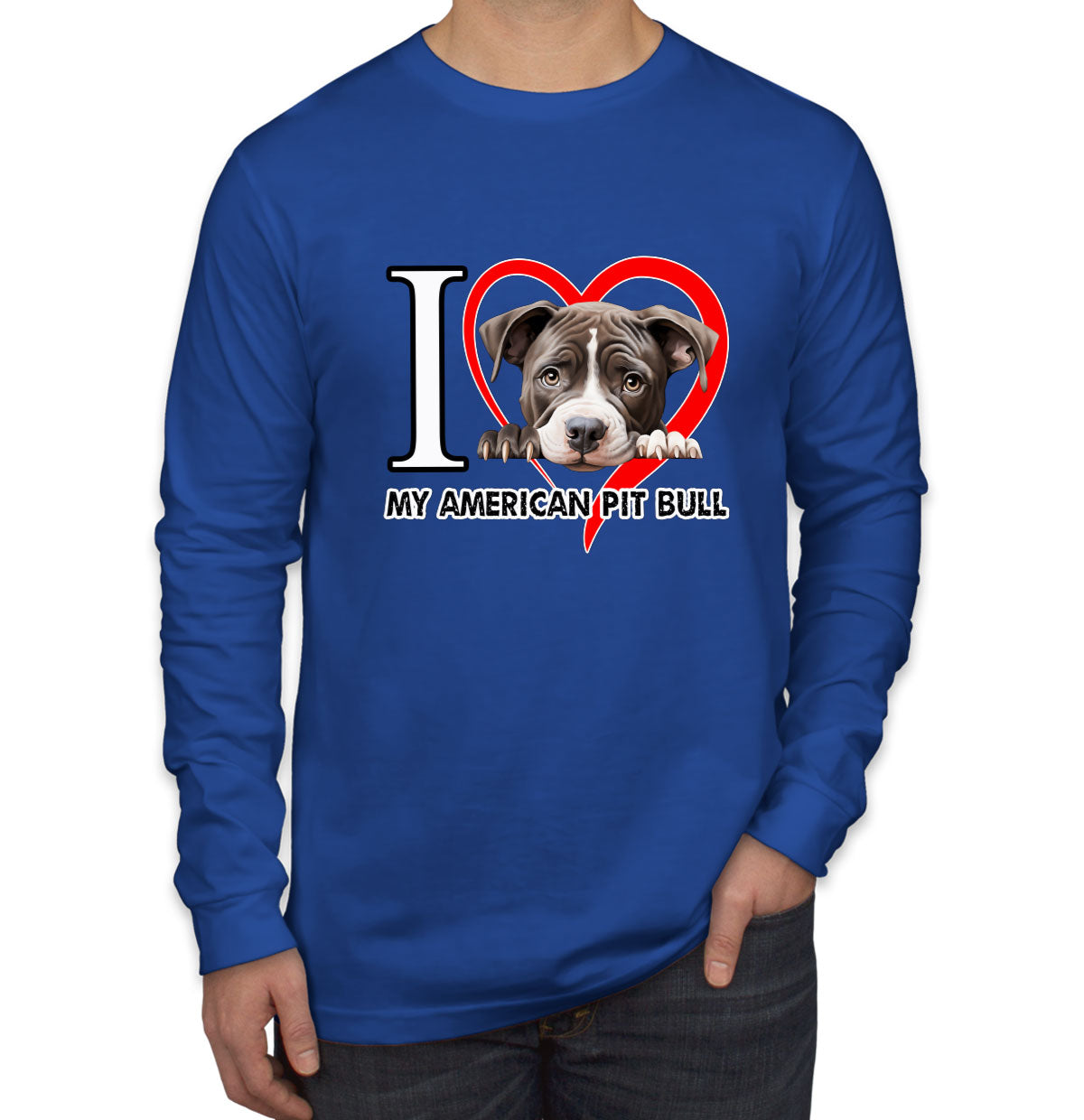 I Love My American Pitpull Dog Men's Long Sleeve Shirt