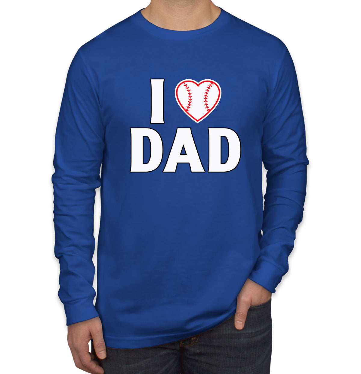 I Love Dad Baseball Heart Long Sleeve Shirt