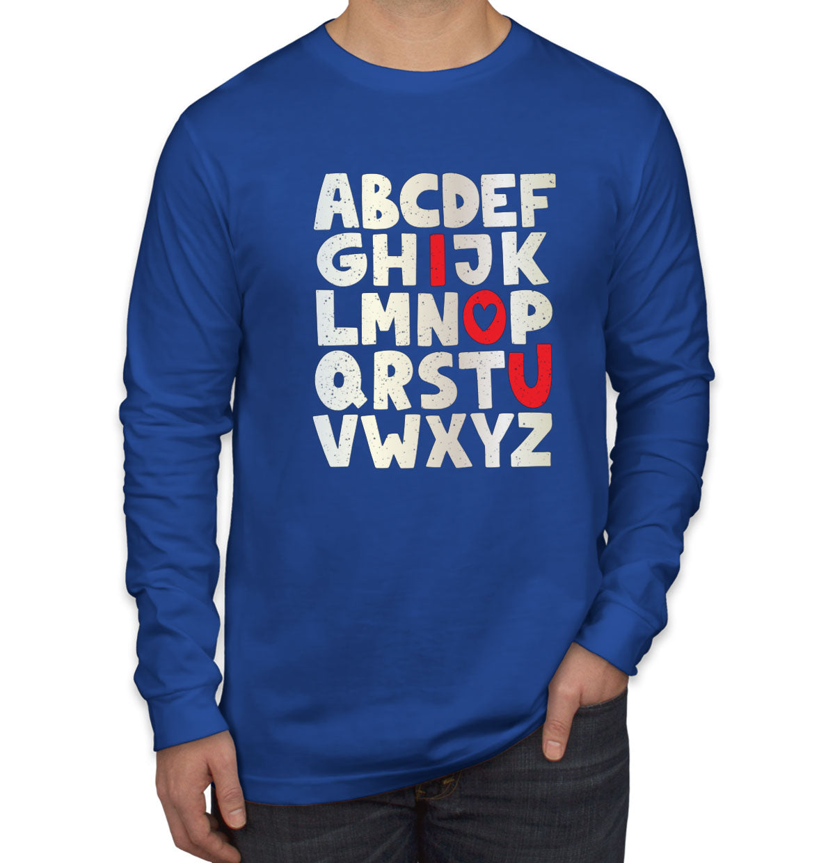 Alphabet I Love You Valentine's Day Men's Long Sleeve Shirt