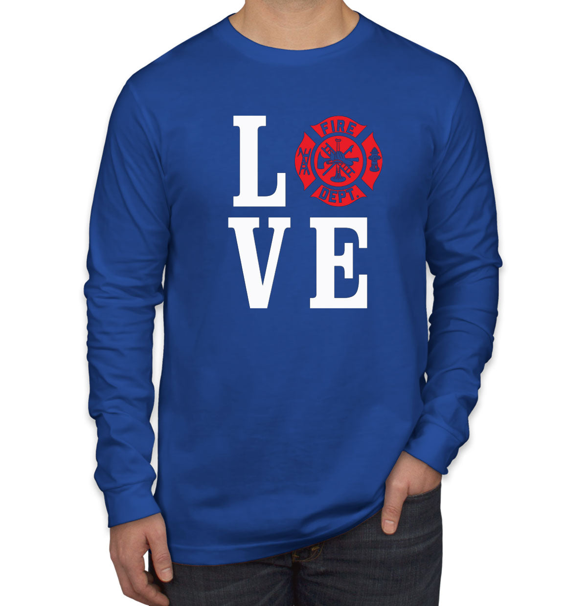 Love Firefighter Fireman Men's Long Sleeve Shirt