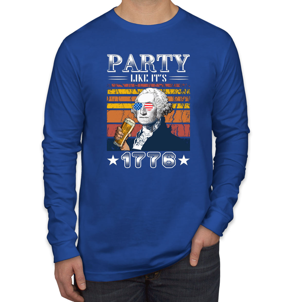 Party Like It's 1776 Benjamin Franklin Men's Long Sleeve Shirt