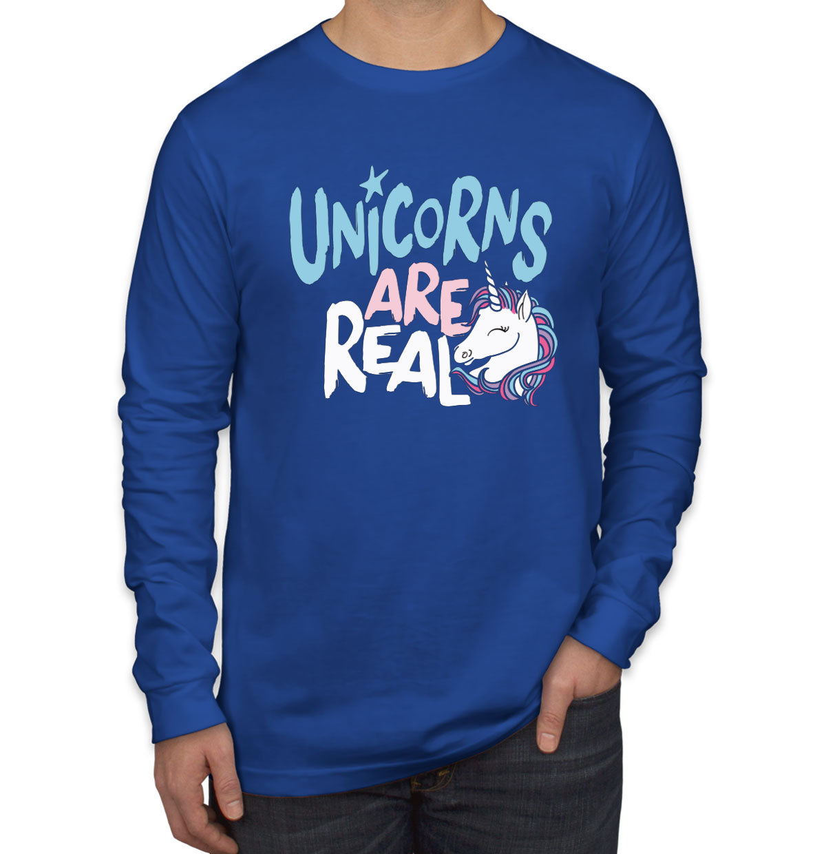 Unicorns Are Real Men's Long Sleeve Shirt