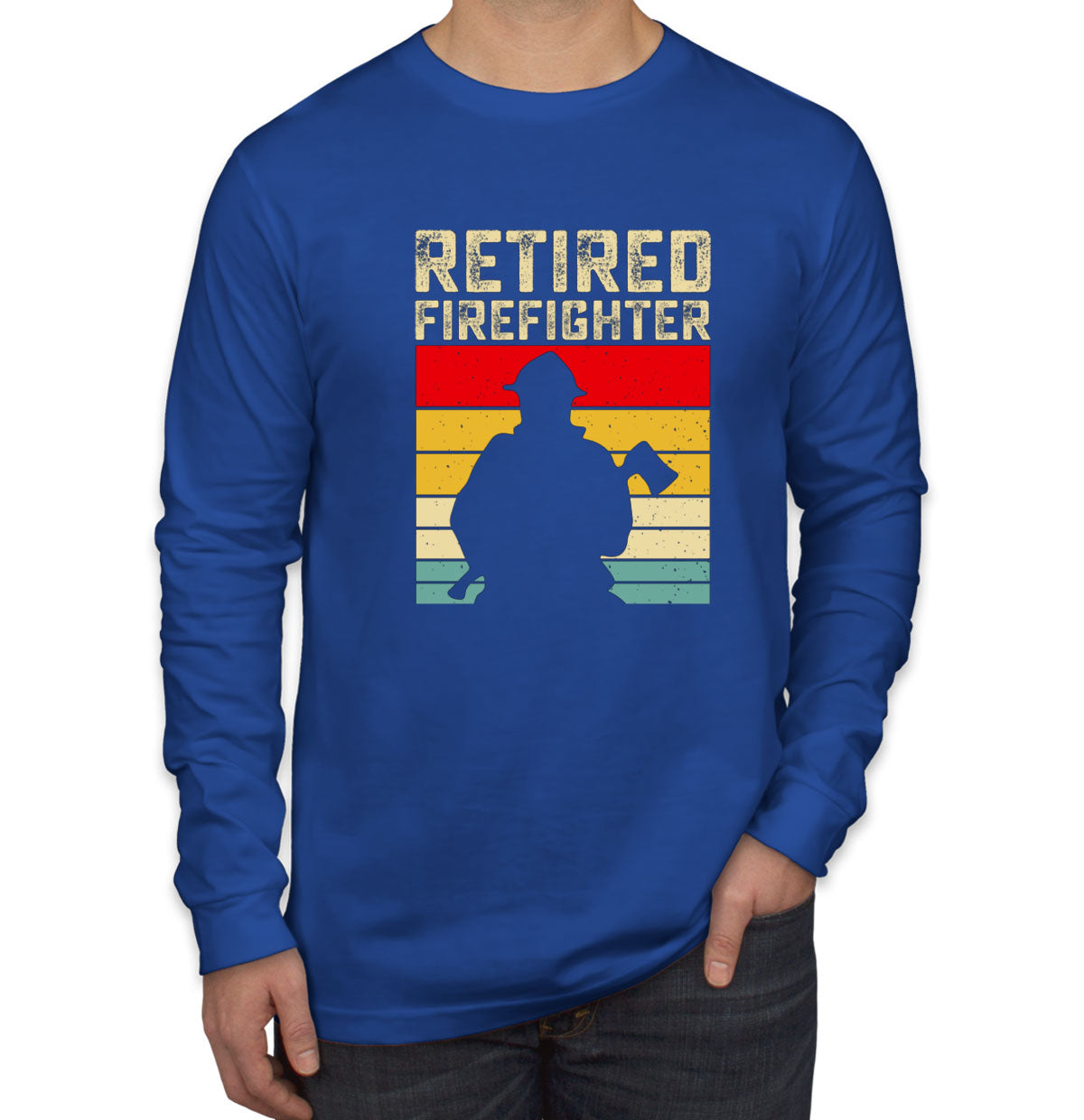 Retro Vintage Retired Firefighter Men's Long Sleeve Shirt