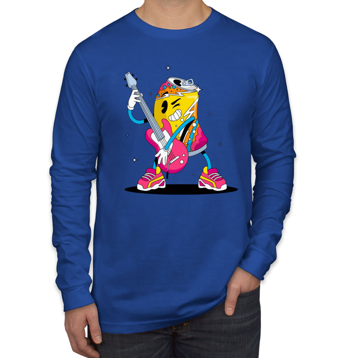 Soda Playing Guitar Men's Long Sleeve Shirt