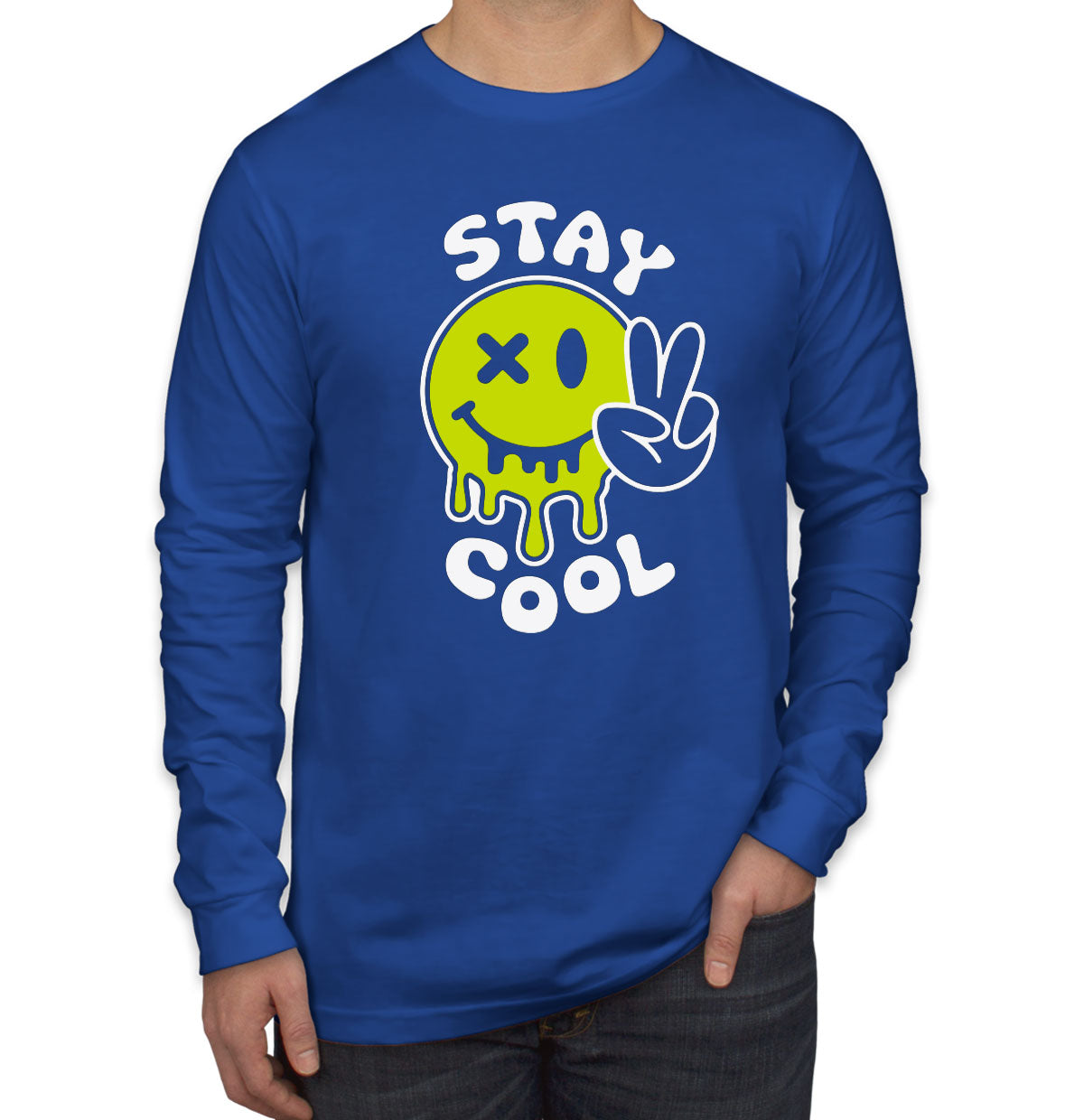 Stay Cool Emoji Face Men's Long Sleeve Shirt