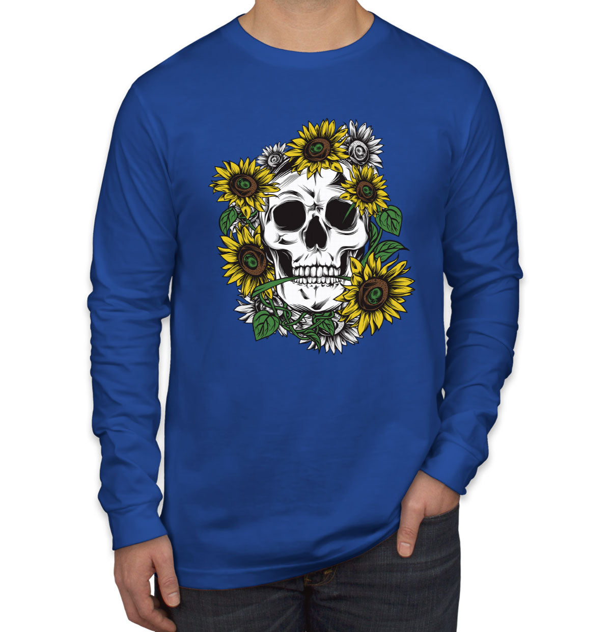 Sunflower Skull Men's Long Sleeve Shirt