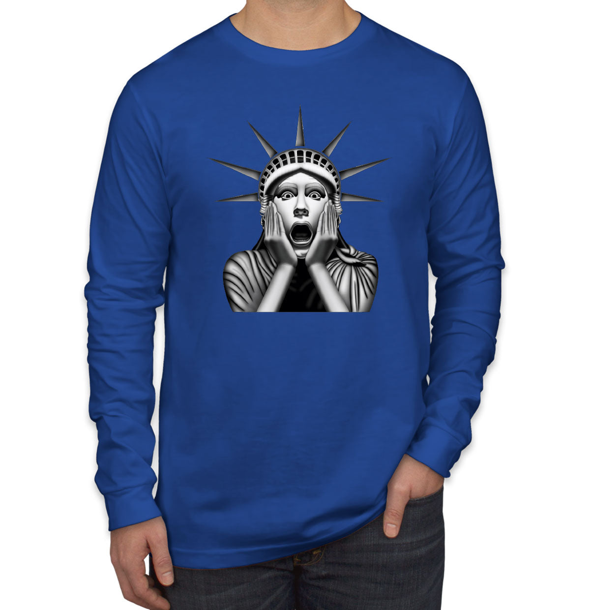 Surprised Statue of Liberty Men's Long Sleeve Shirt