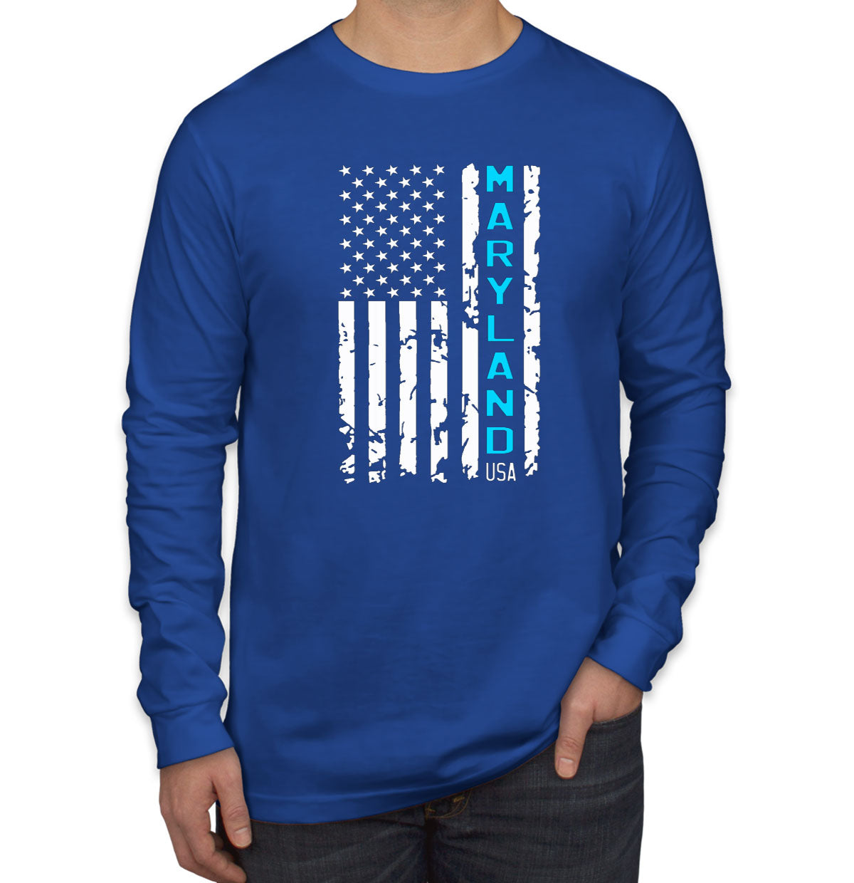 Maryland American Flag Long Sleeve Shirt