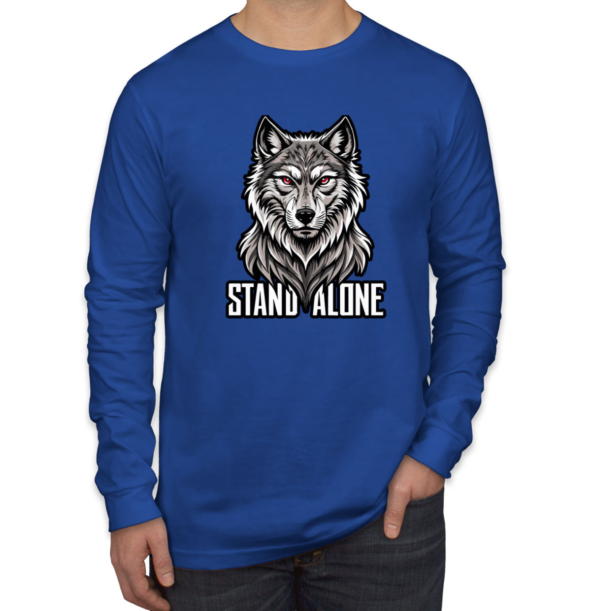 Stand Alone Wolf Men's Long Sleeve Shirt