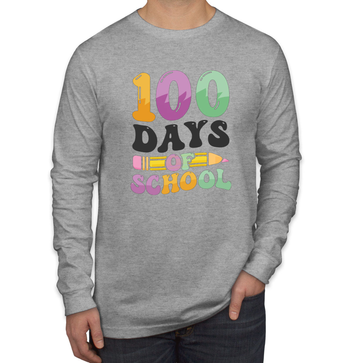 100 Days Of School Men's Long Sleeve Shirt