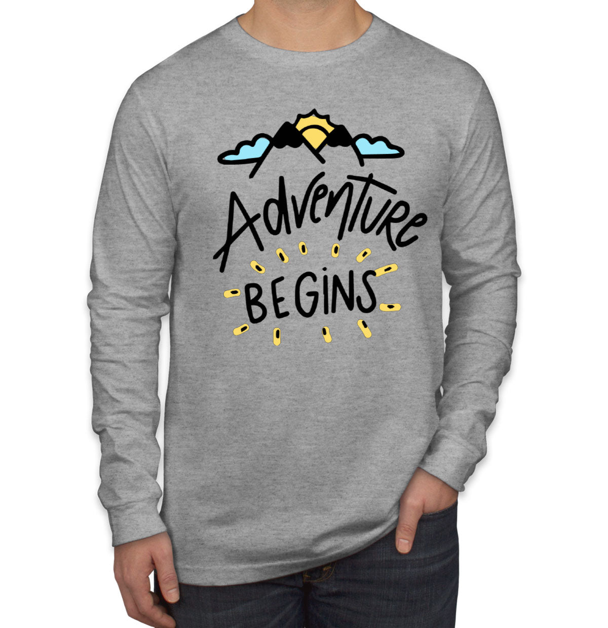 Adventure Begins Camping Men's Long Sleeve Shirt