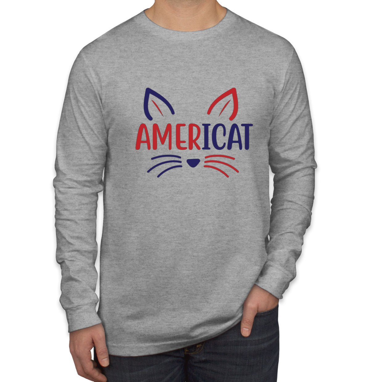 Americat Cat Men's Long Sleeve Shirt