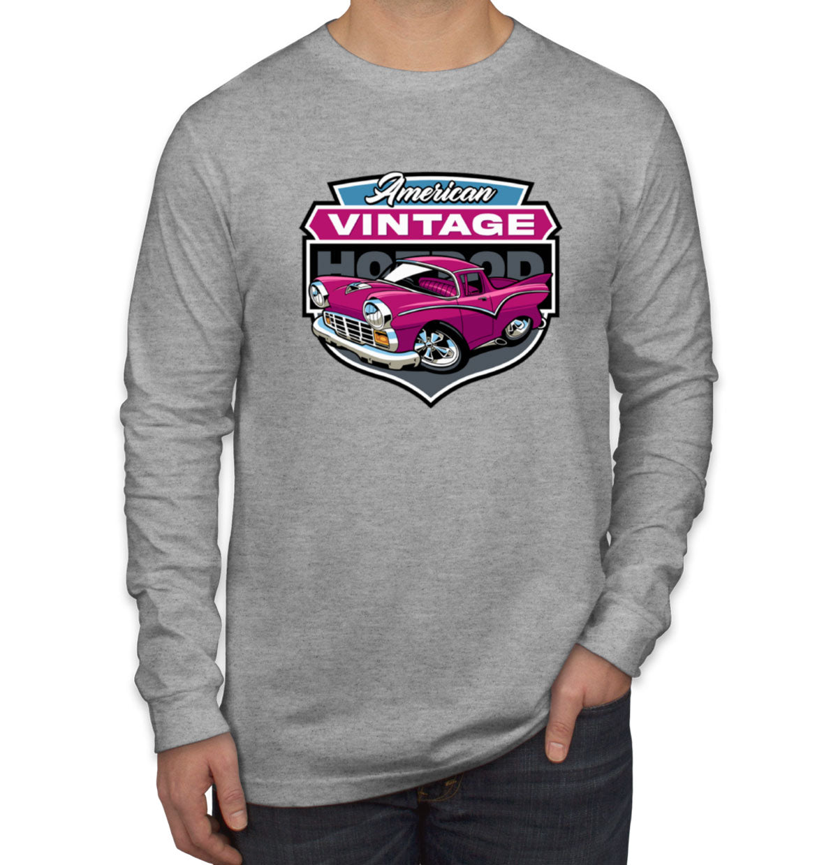 American Vintage Hotrod Car Men's Long Sleeve Shirt