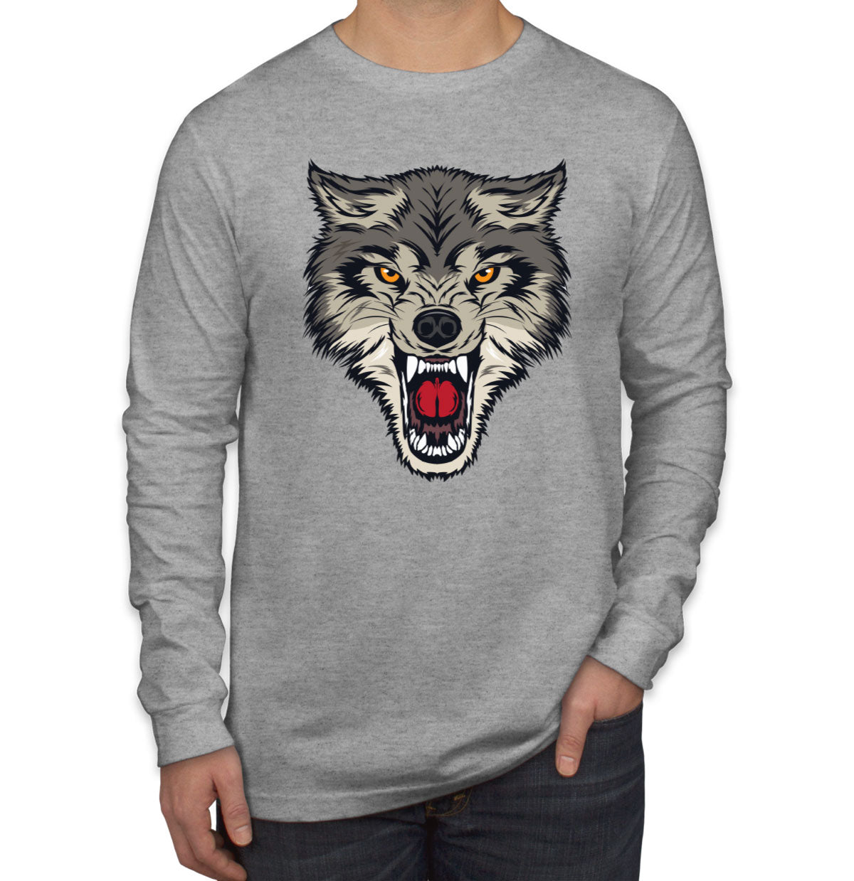 Angry Wolf Men's Long Sleeve Shirt