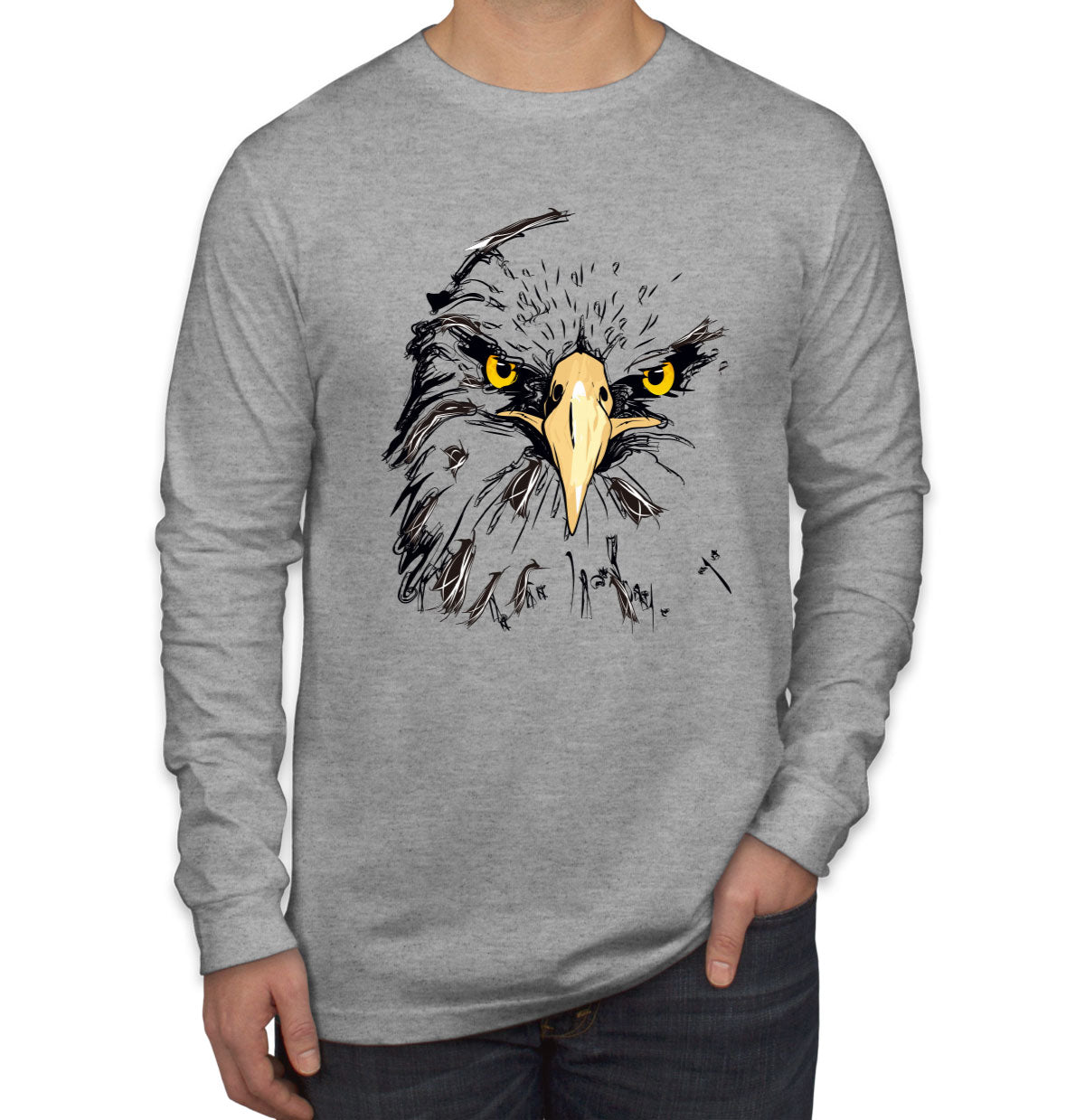 American Bald Eagle Patriotic Men's Long Sleeve Shirt