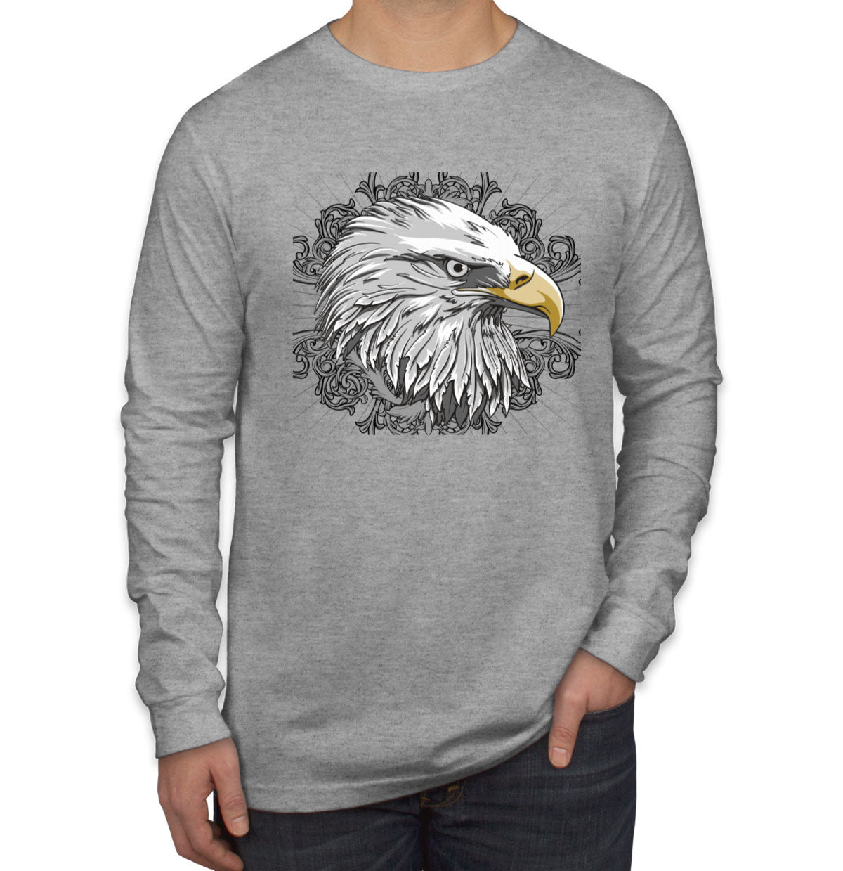 American Bald Eagle Patriotic Men's Long Sleeve Shirt