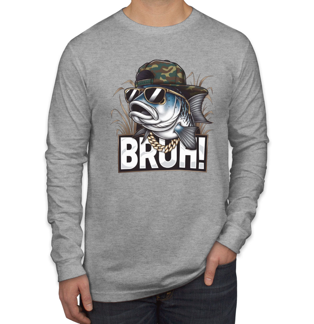 Funny Bass Fishing Men's Long Sleeve Shirt