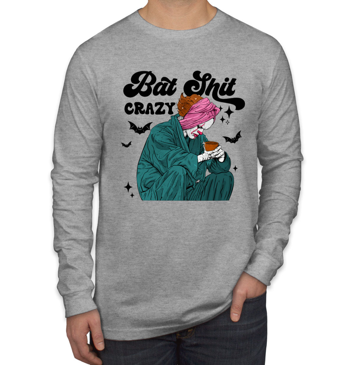 Bat Shit Crazy Pennywise Halloween Men's Long Sleeve Shirt