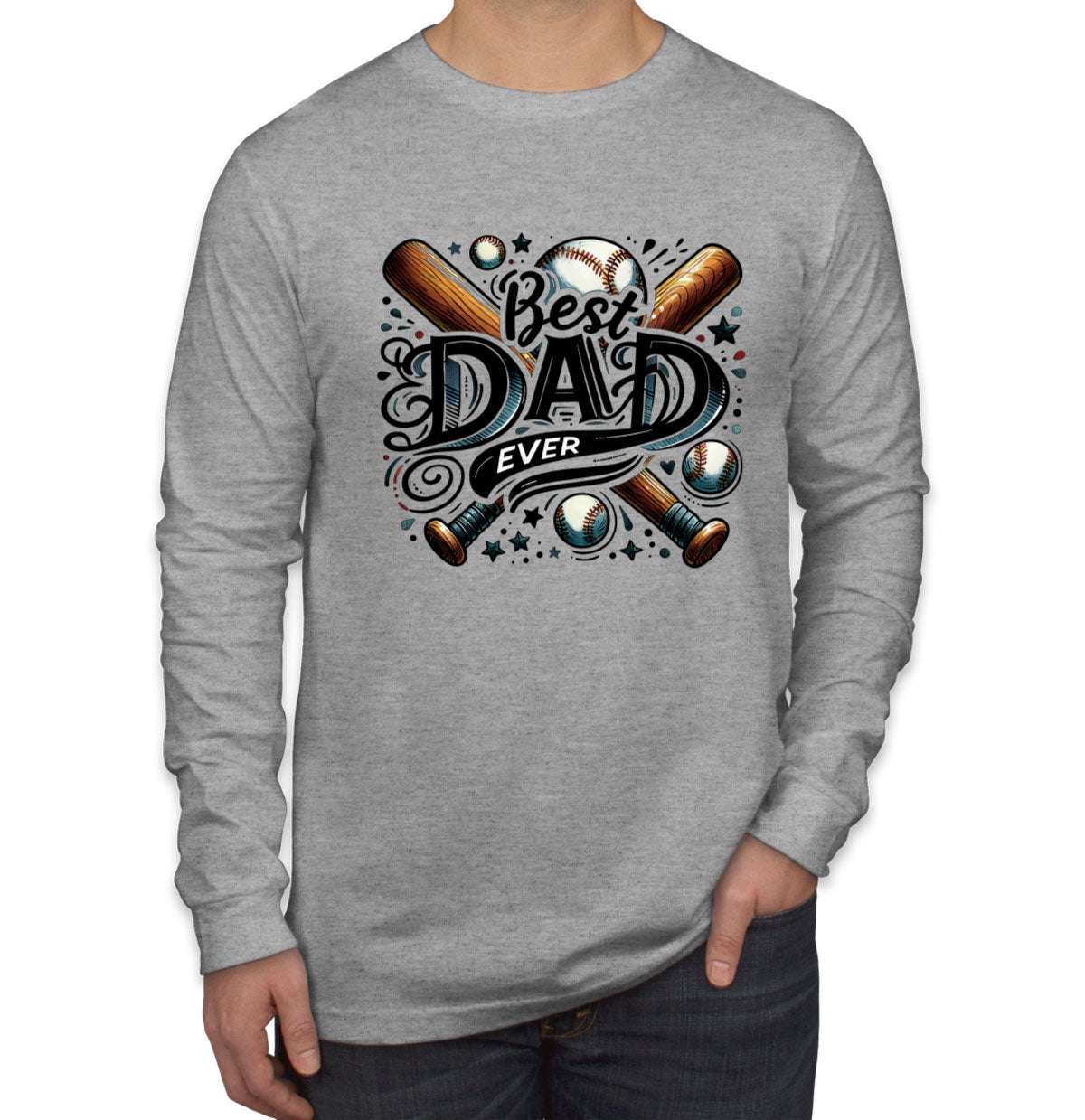 Best Dad Ever Baseball Father's Day Men's Long Sleeve Shirt
