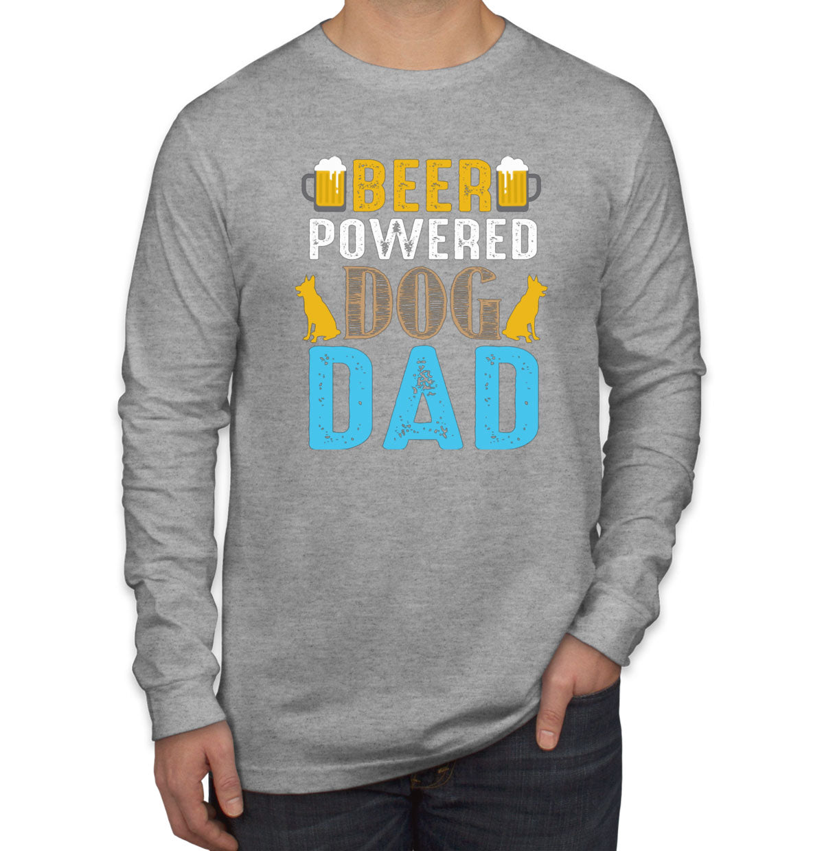 Beer Powered Dog Dad Father's Day Men's Long Sleeve Shirt