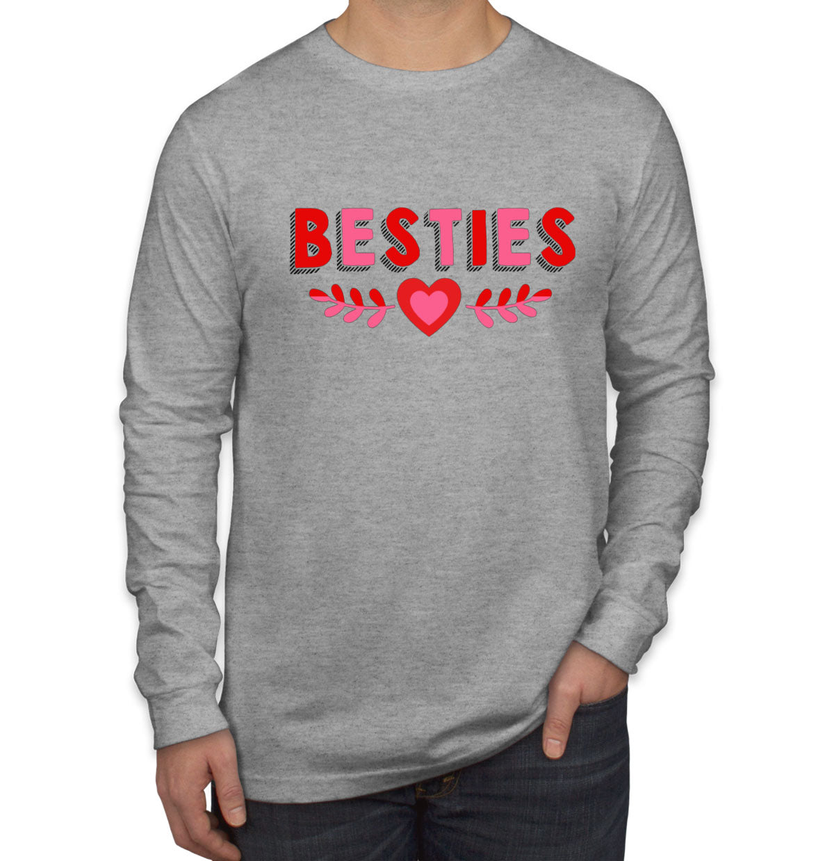 Besties Valentine's Day Men's Long Sleeve Shirt