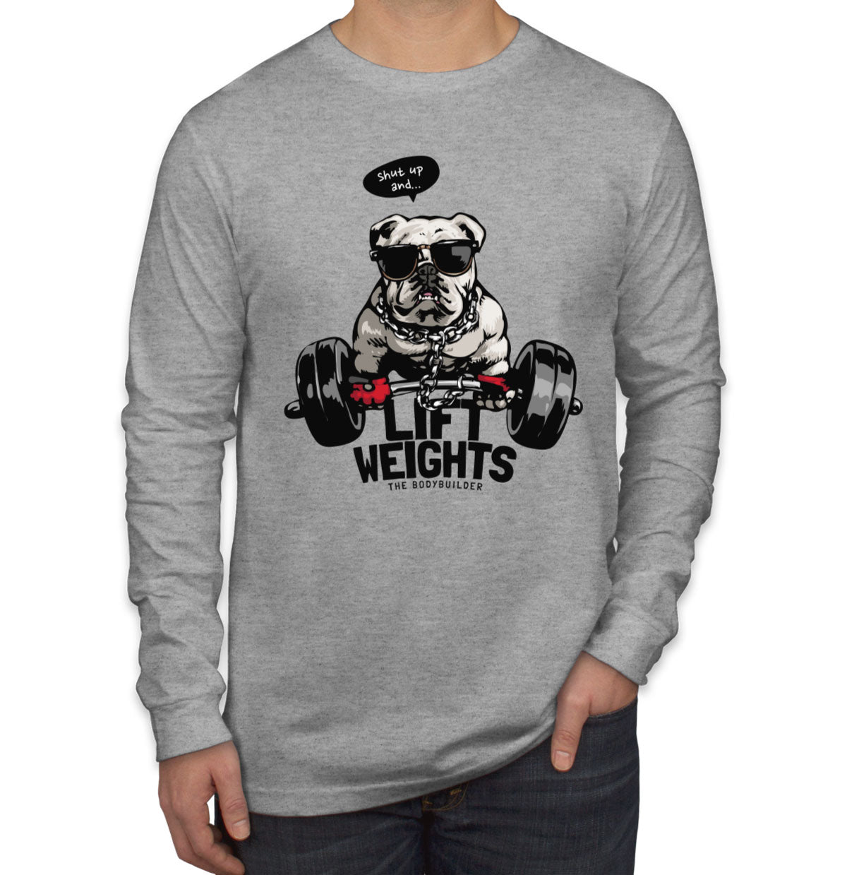 Body Builder Dog Men's Long Sleeve Shirt