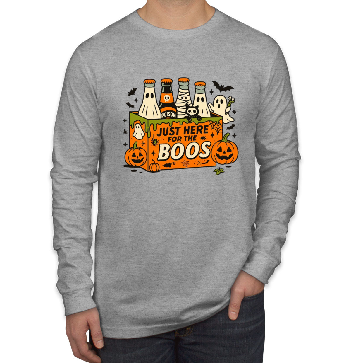 Just Here For The Boos Halloween Men's Long Sleeve Shirt
