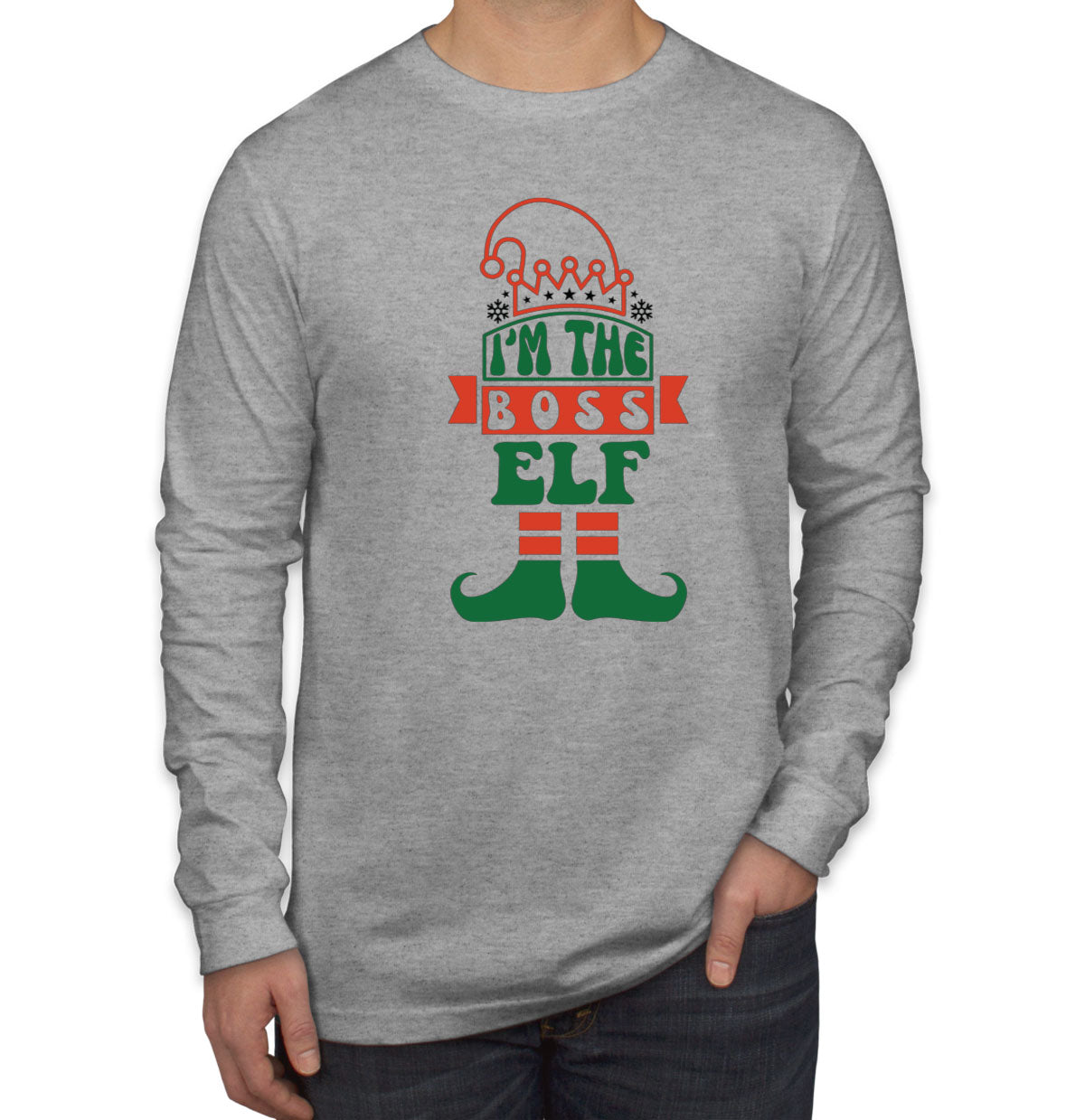 I'm The Boss Elf Christmas Men's Long Sleeve Shirt