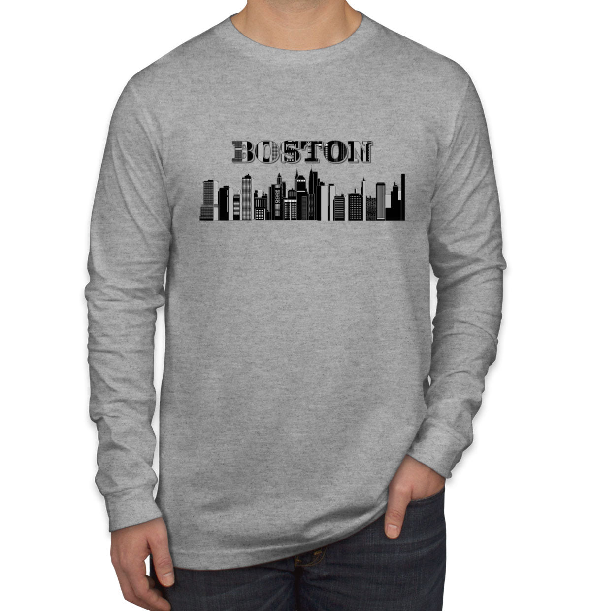 Boston Skyline Men's Long Sleeve Shirt