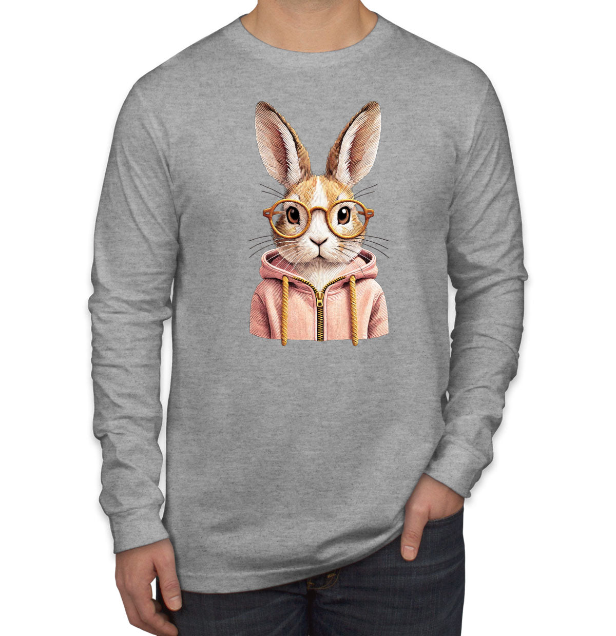 Cute Bunny Men's Long Sleeve Shirt